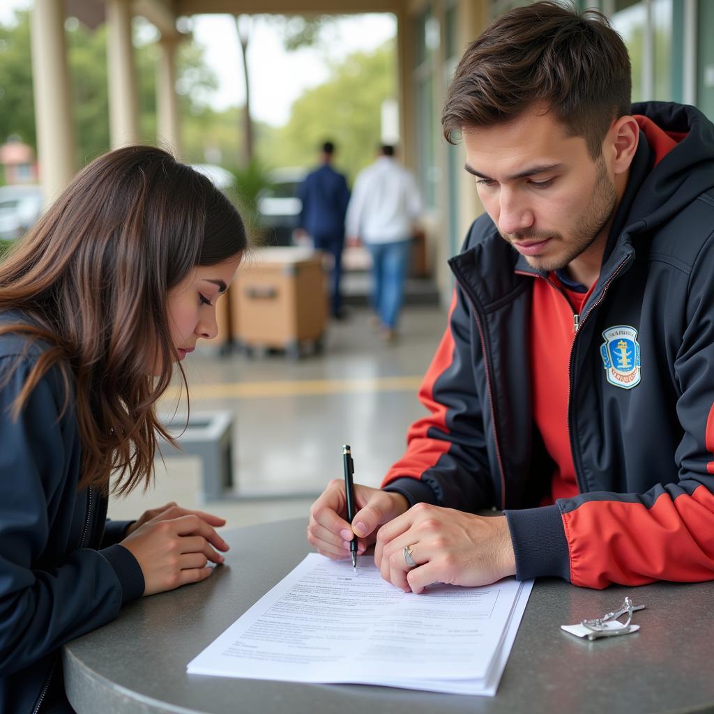 Customs declaration process at Cau Treo border