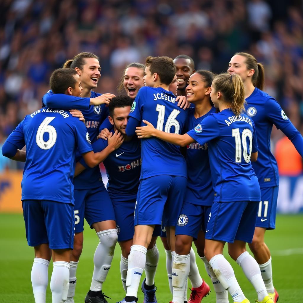 Chelsea Young Players Celebrating Victory