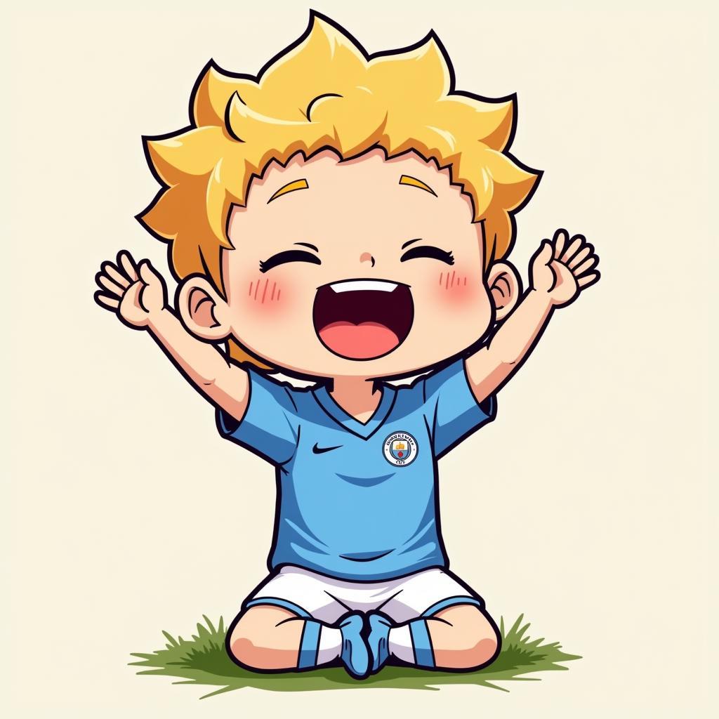 Chibi Erling Haaland scoring a goal