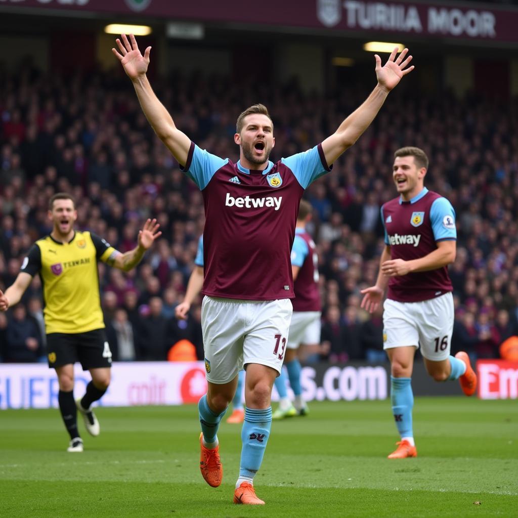 Chris Wood celebrating a goal for Burnley