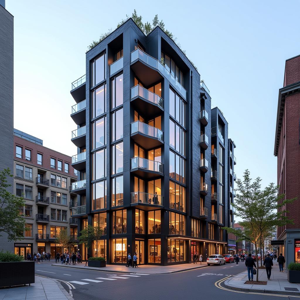 Modern apartment building in Manchester city centre