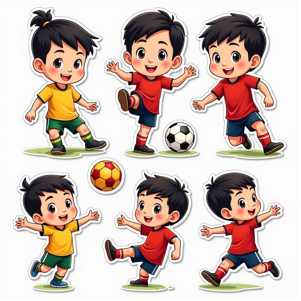 Collection of Chibi Vietnamese Football Player Stickers