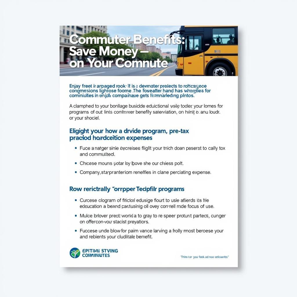 A flyer with information about commuter benefits