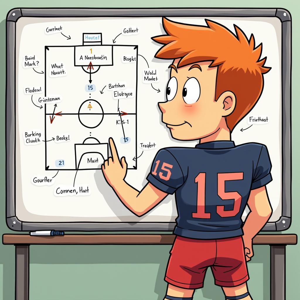 Conan O'Brien analyzing a football play on a whiteboard