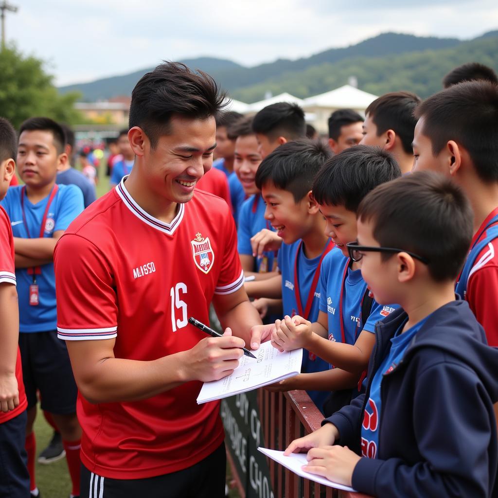 Cong Phuong interacting with fans in South Korea