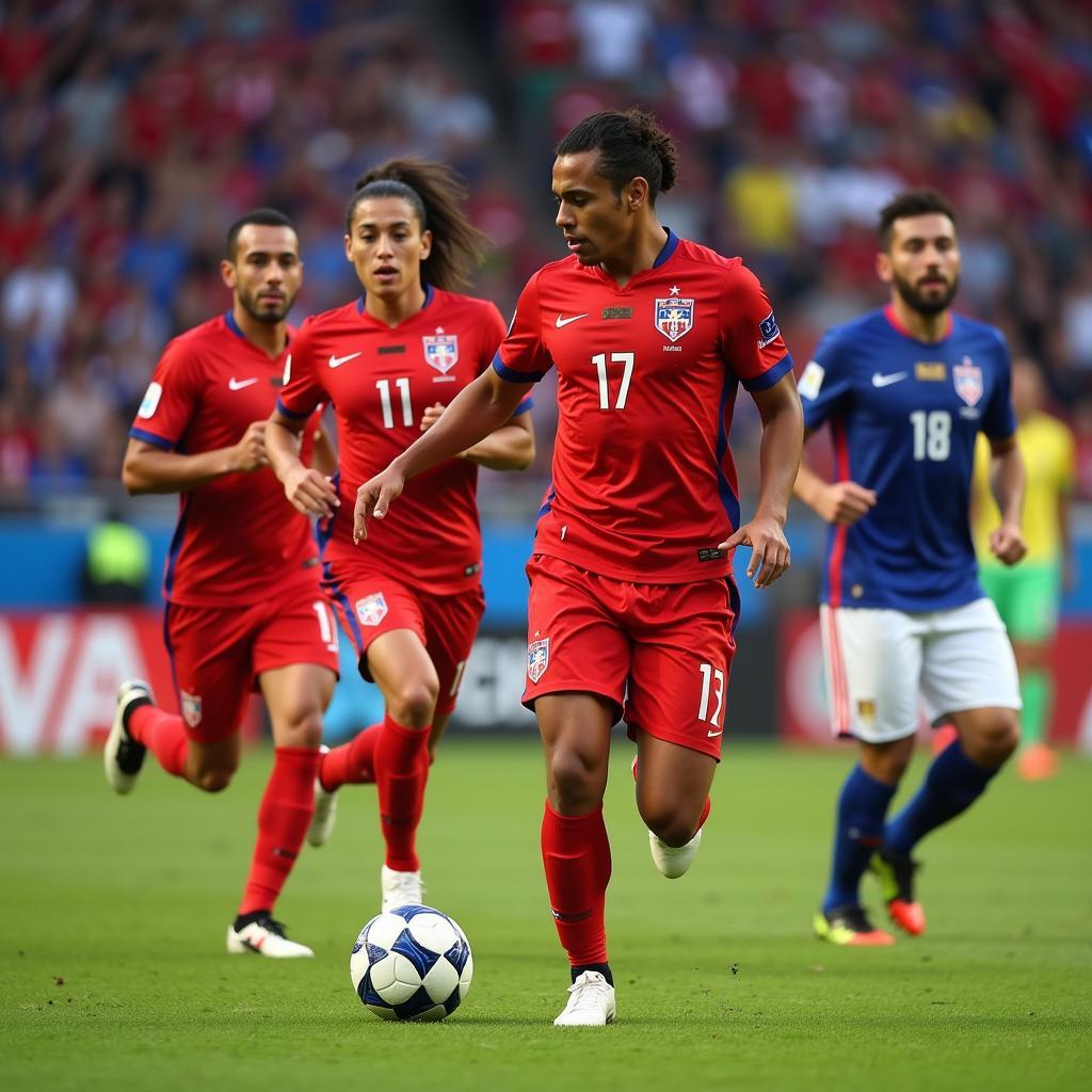 Costa Rica National Football Team in Action