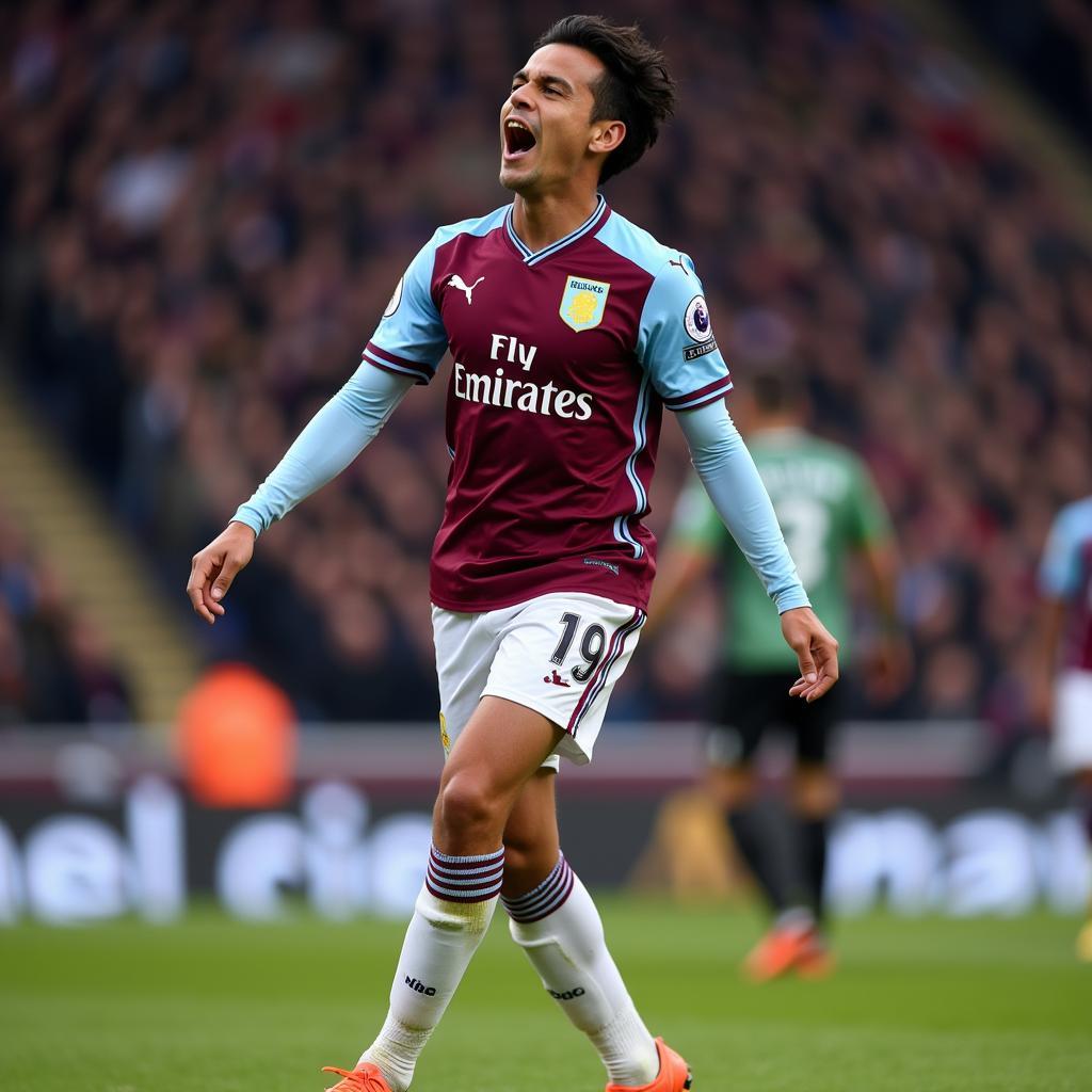 Coutinho celebrating a goal for Aston Villa