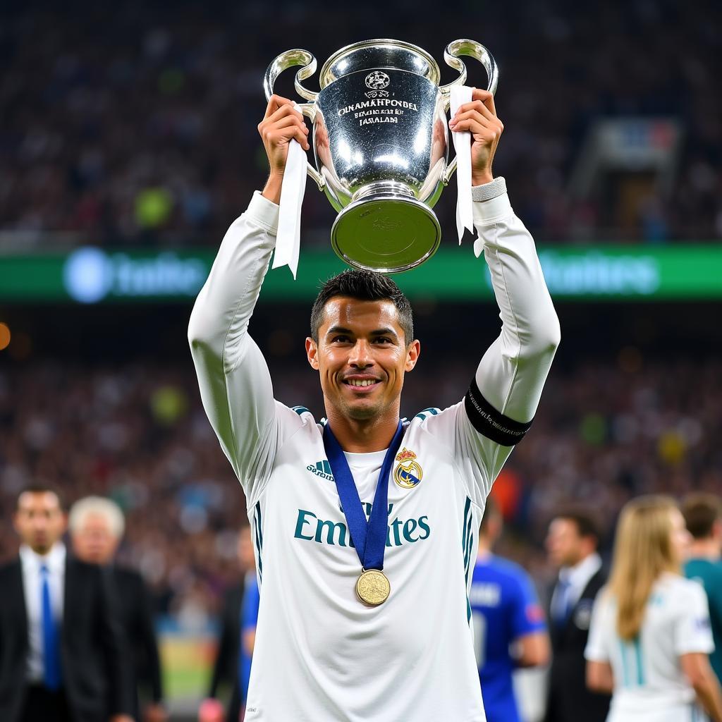 Cristiano Ronaldo celebrating Champions League victory in 2016