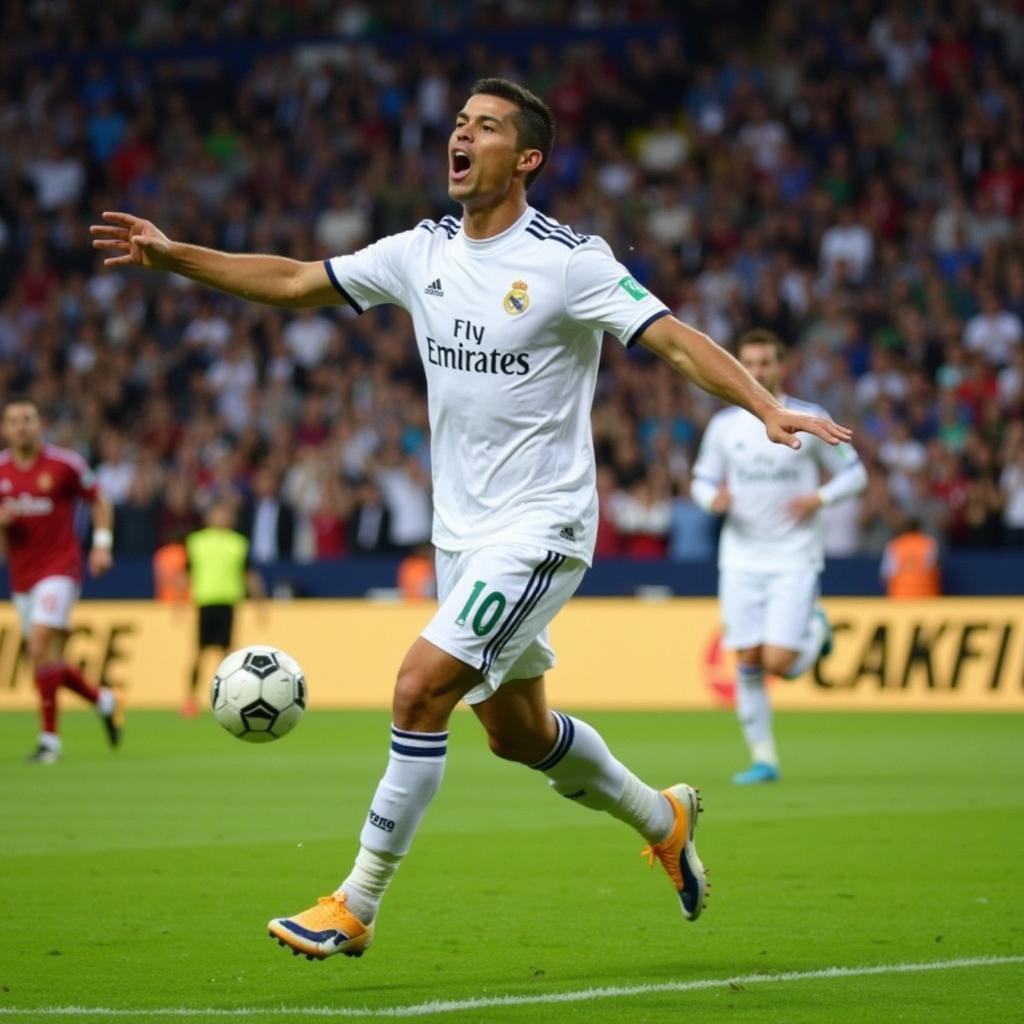 Cristiano Ronaldo celebrates a goal with Real Madrid