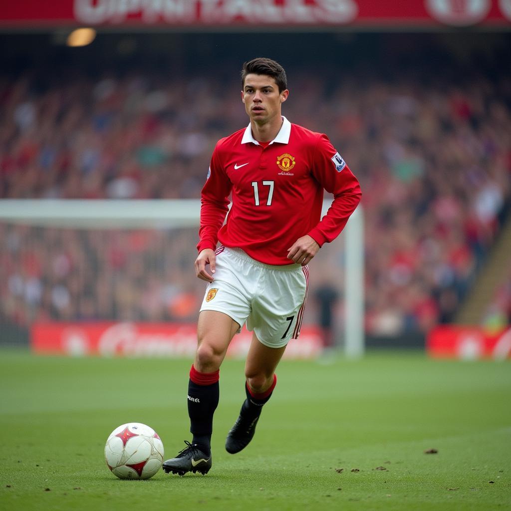 Cristiano Ronaldo in his number 17 Manchester United jersey