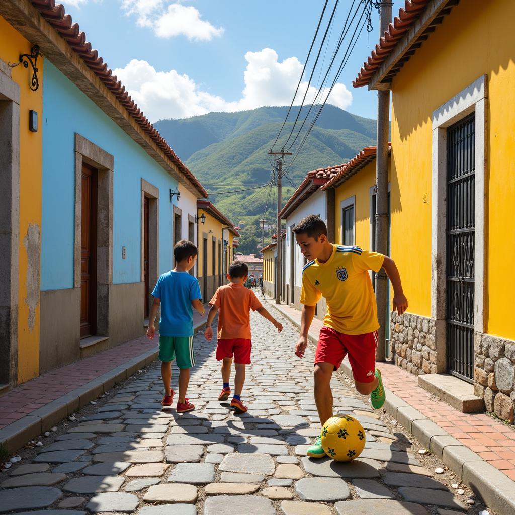 A young Cristiano Ronaldo honing his skills on the streets of Funchal