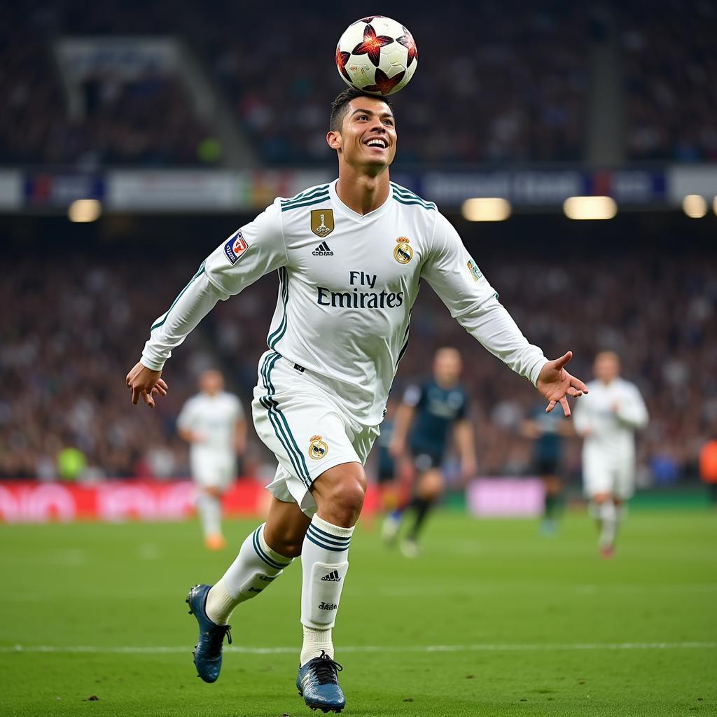 Cristiano Ronaldo celebrating a goal for Real Madrid in 2010