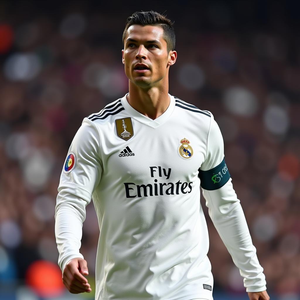 Cristiano Ronaldo playing for Real Madrid in 2017