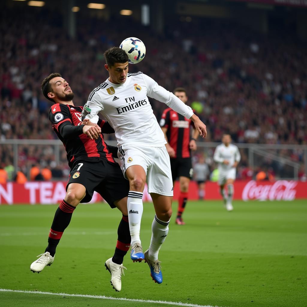 Cristiano Ronaldo scores a powerful header