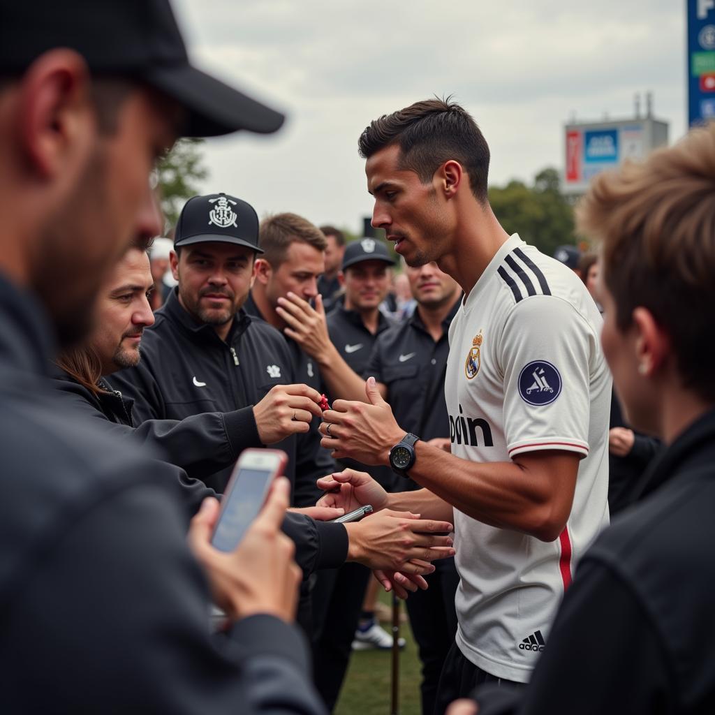 Cristiano Ronaldo interacting with fans