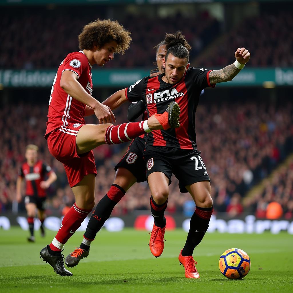 Cucurella and Haaland locked in a fierce battle for possession