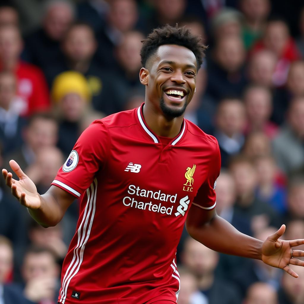 Curtis Jones celebrates a goal at Anfield.