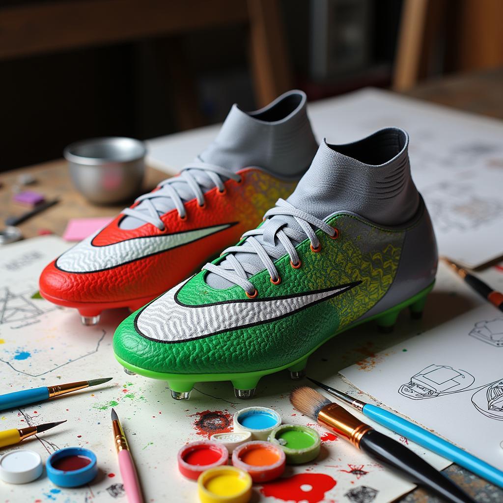 Close-Up of Custom-Designed Football Boots