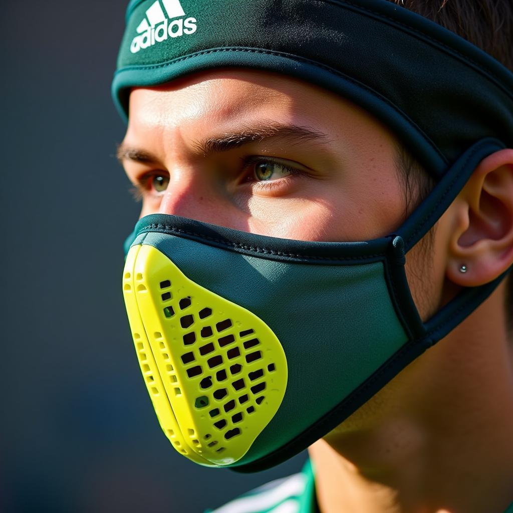 Custom-fitted protective mask for a soccer player