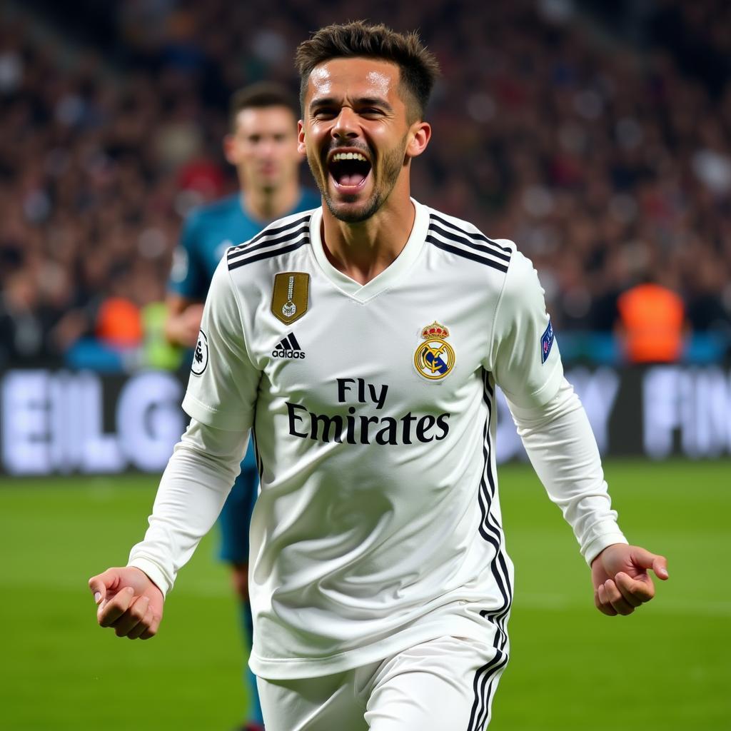 Dani Ceballos celebrates a goal for Real Madrid