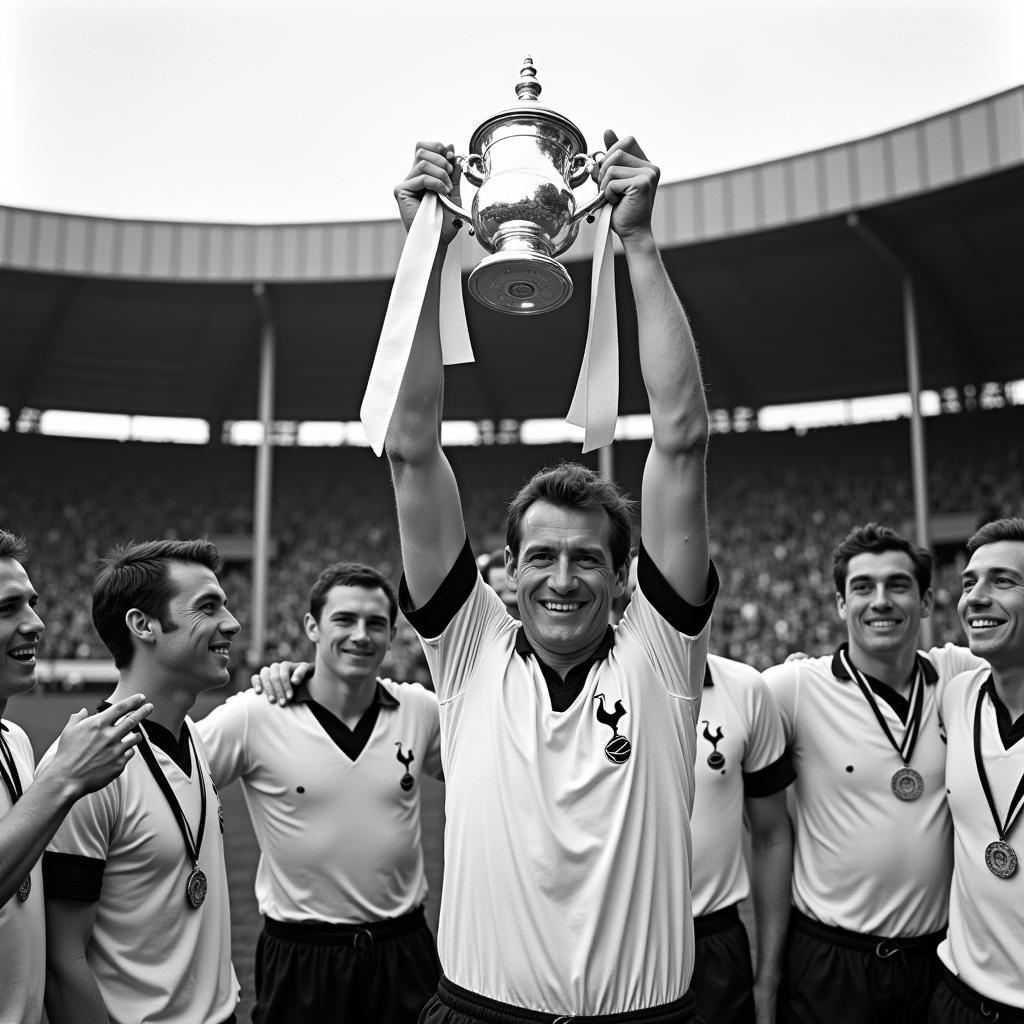 Danny Blanchflower lifting the FA Cup