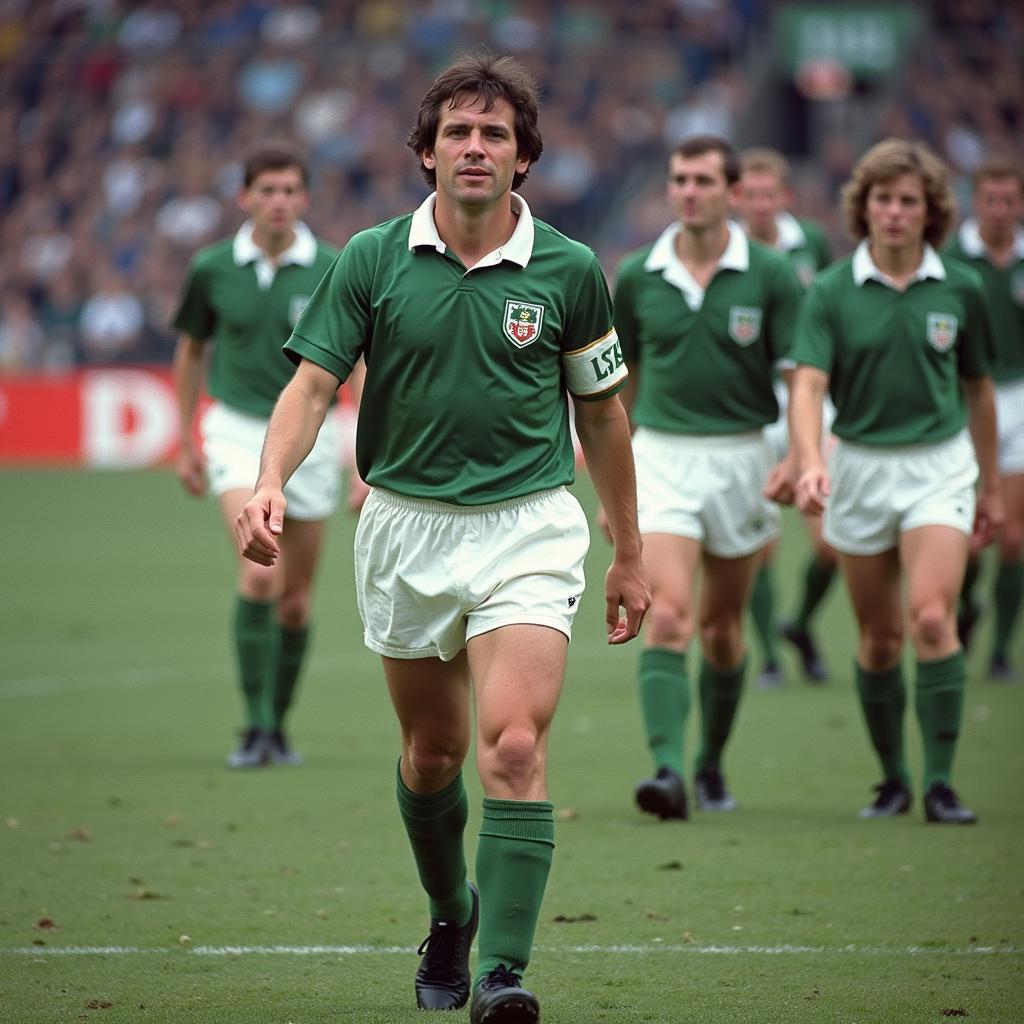 Danny Blanchflower leading the Northern Ireland team