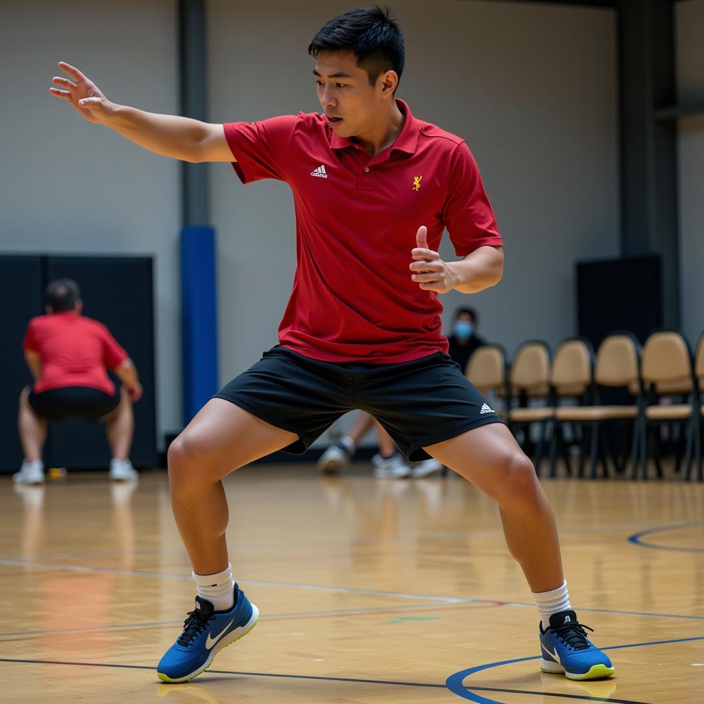 Dao Duy Khanh practicing his skills during a training session