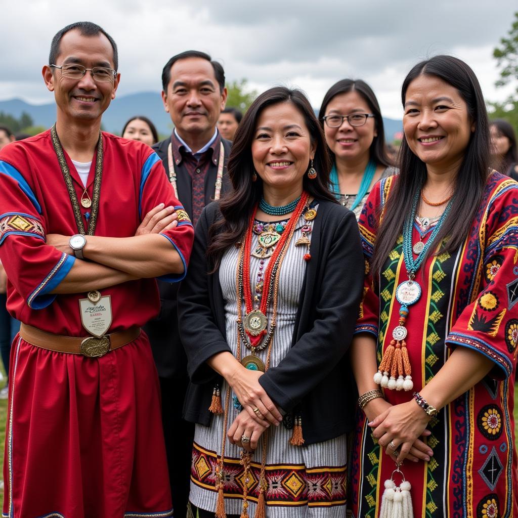 Deb Haaland standing with Indigenous leaders