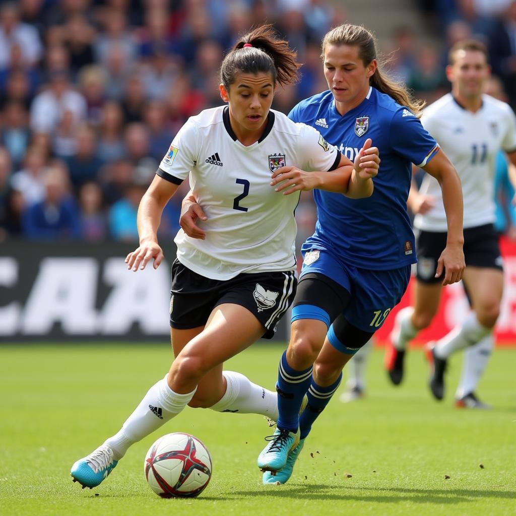 Deb Haaland Young dribbling past an opponent