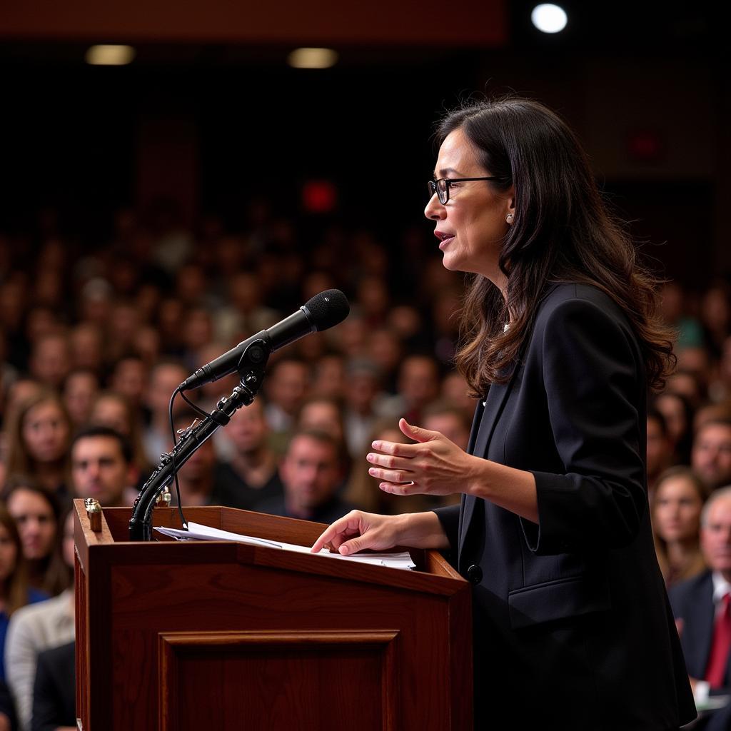 Debra Haaland addressing a crowd