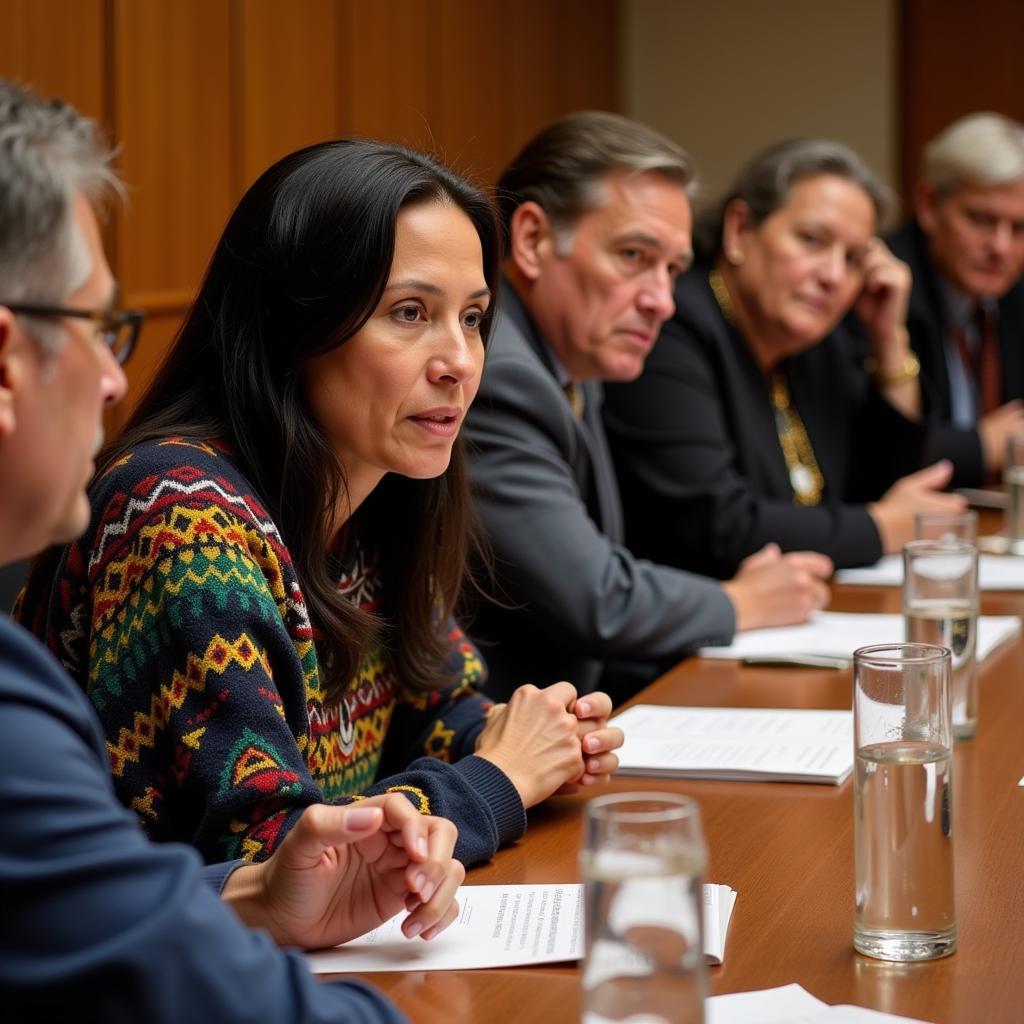 Debra Haaland in a meeting with tribal leaders