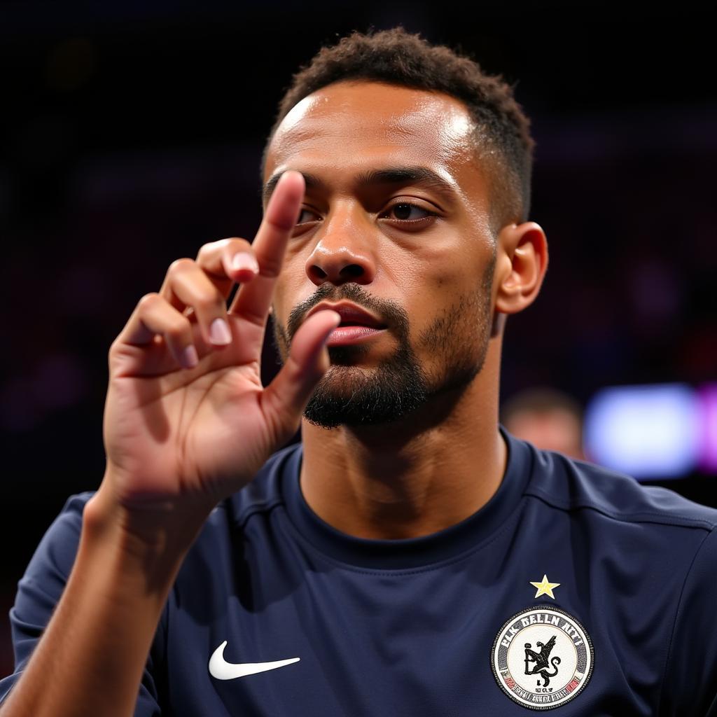 Dele Alli making the hand gesture during a match