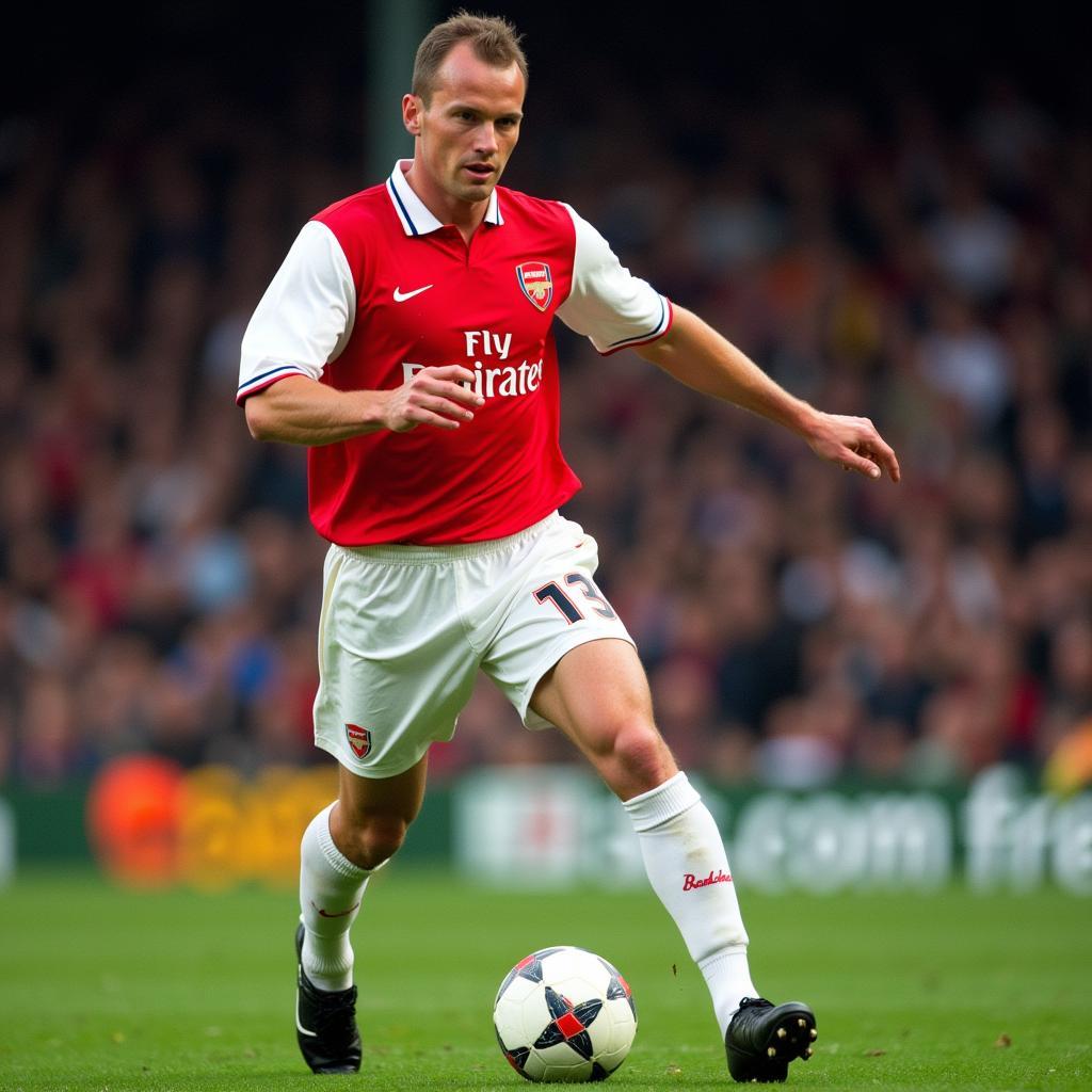 Dennis Bergkamp controlling the ball with his trademark elegance.