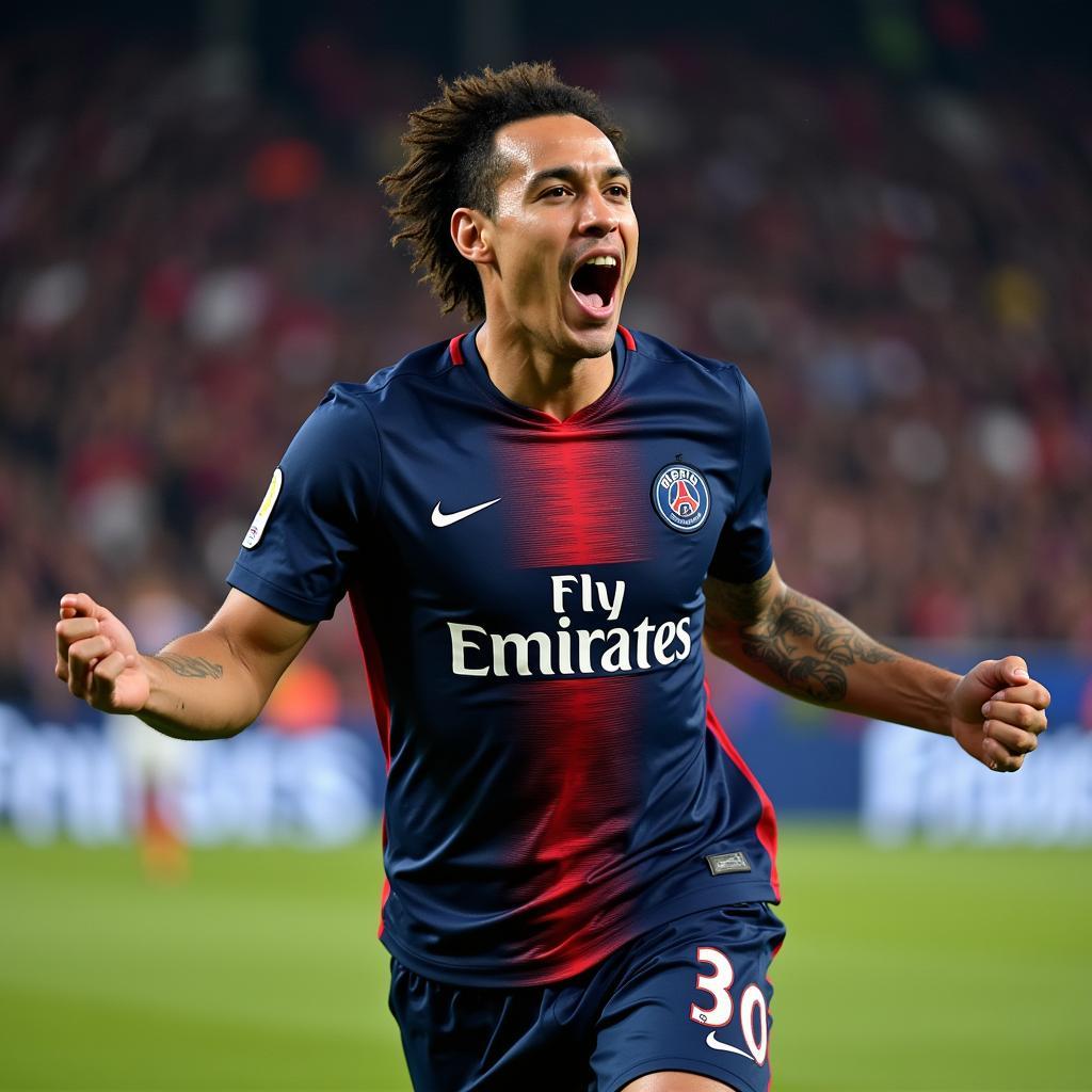 Ángel Di María celebrates a goal for PSG