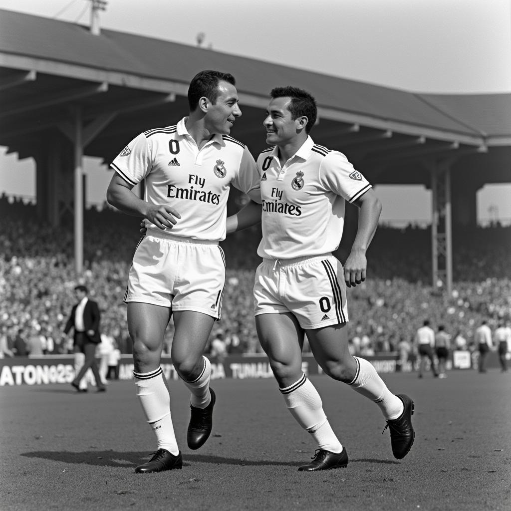 Di Stéfano and Puskas Celebrating a Goal