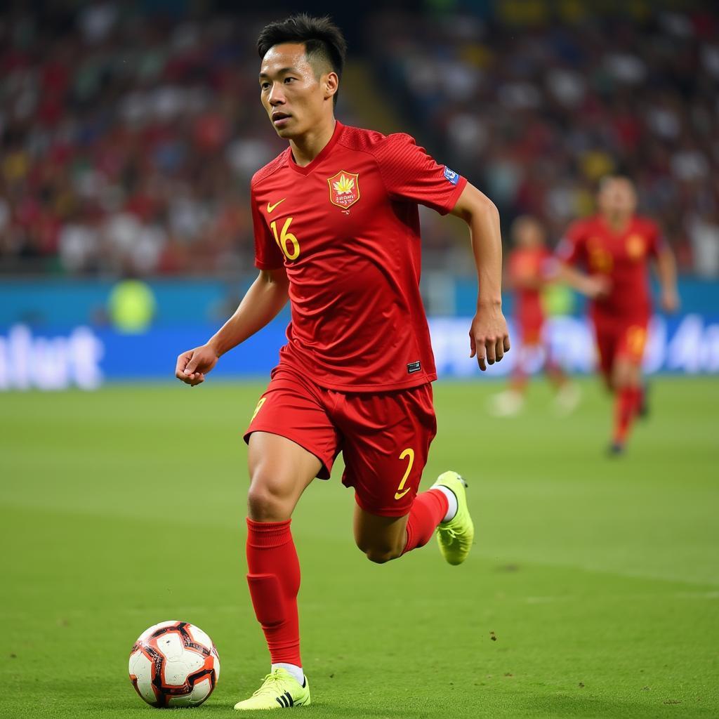 Doan Van Hau representing the Vietnam national team