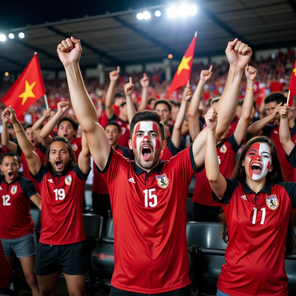 Dong Thap FC fans celebrating a goal