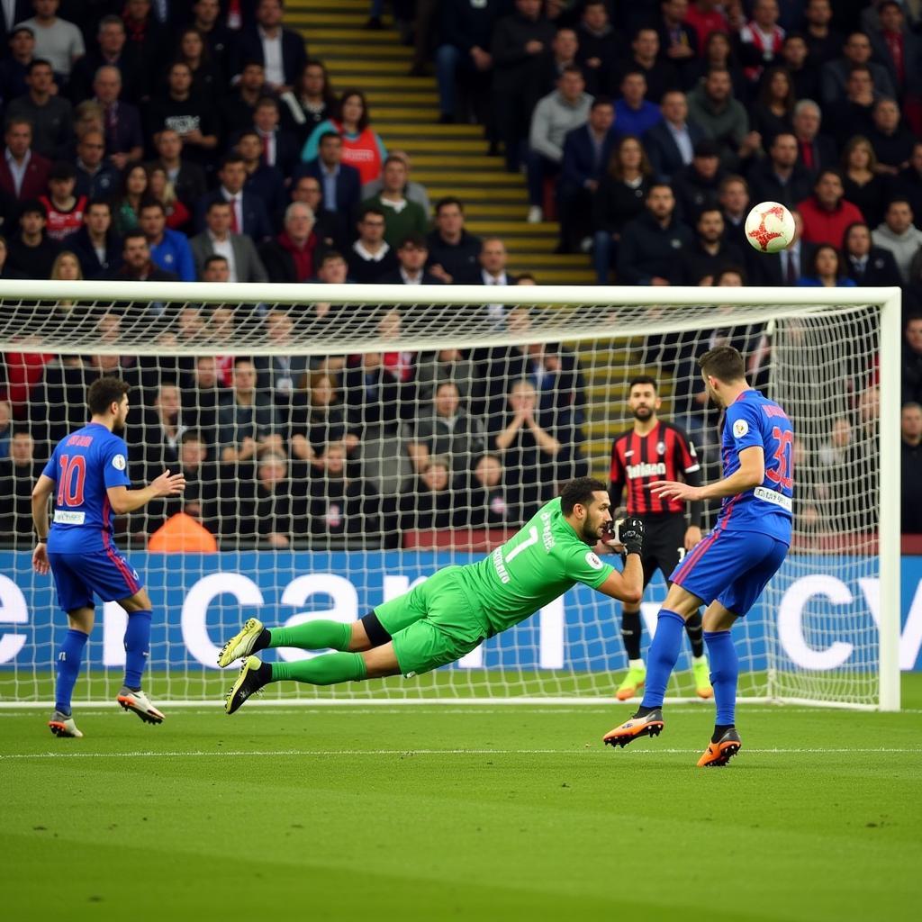 Gianluigi Donnarumma makes a spectacular save for AC Milan