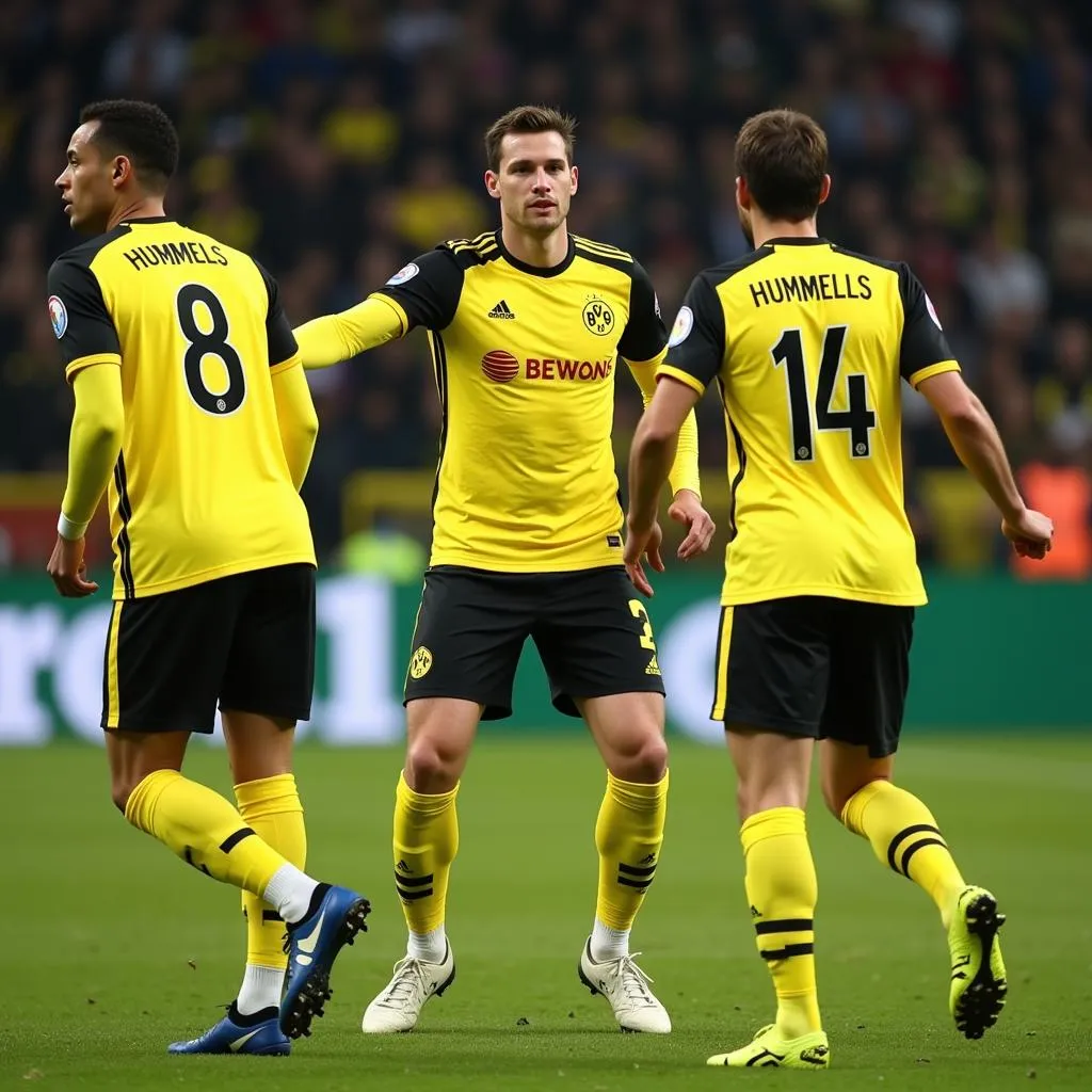 Dortmund defenders forming a wall