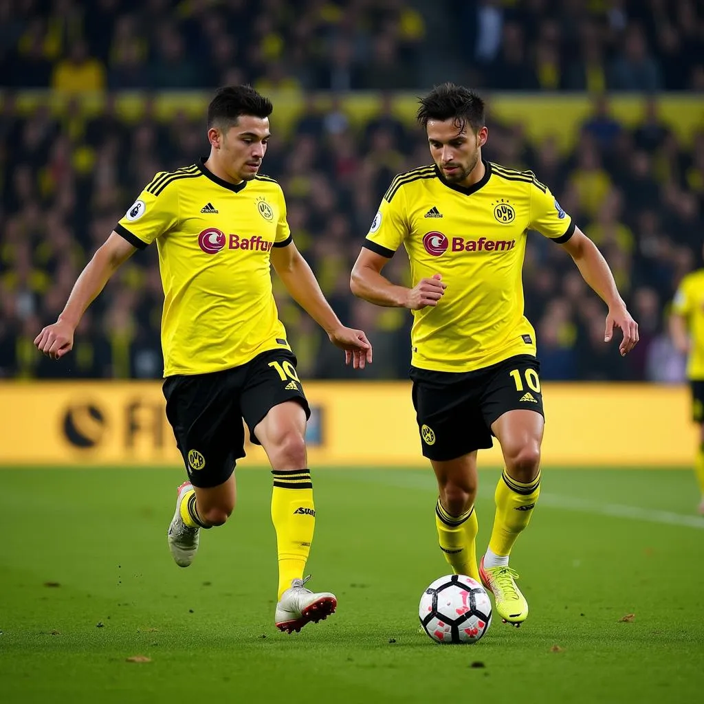 Dortmund midfielders in action