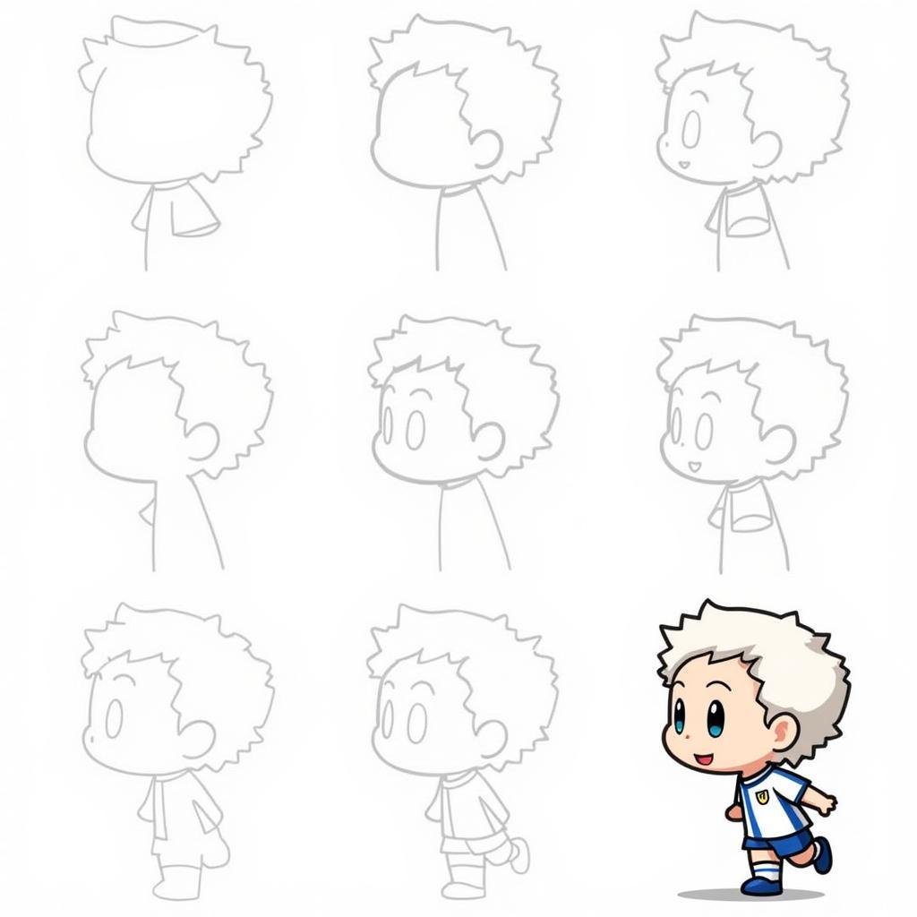 Step-by-step guide to drawing a chibi footballer