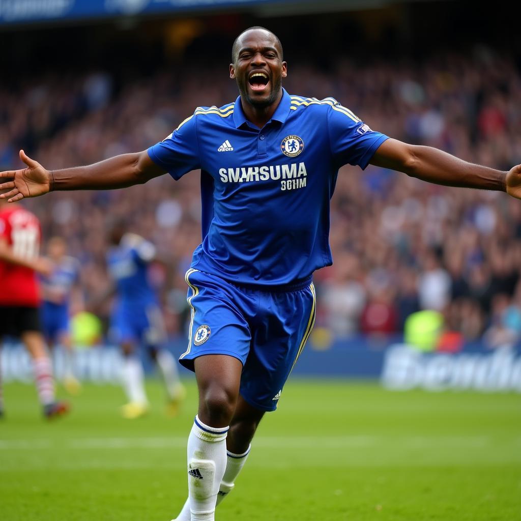 Didier Drogba celebrating a goal