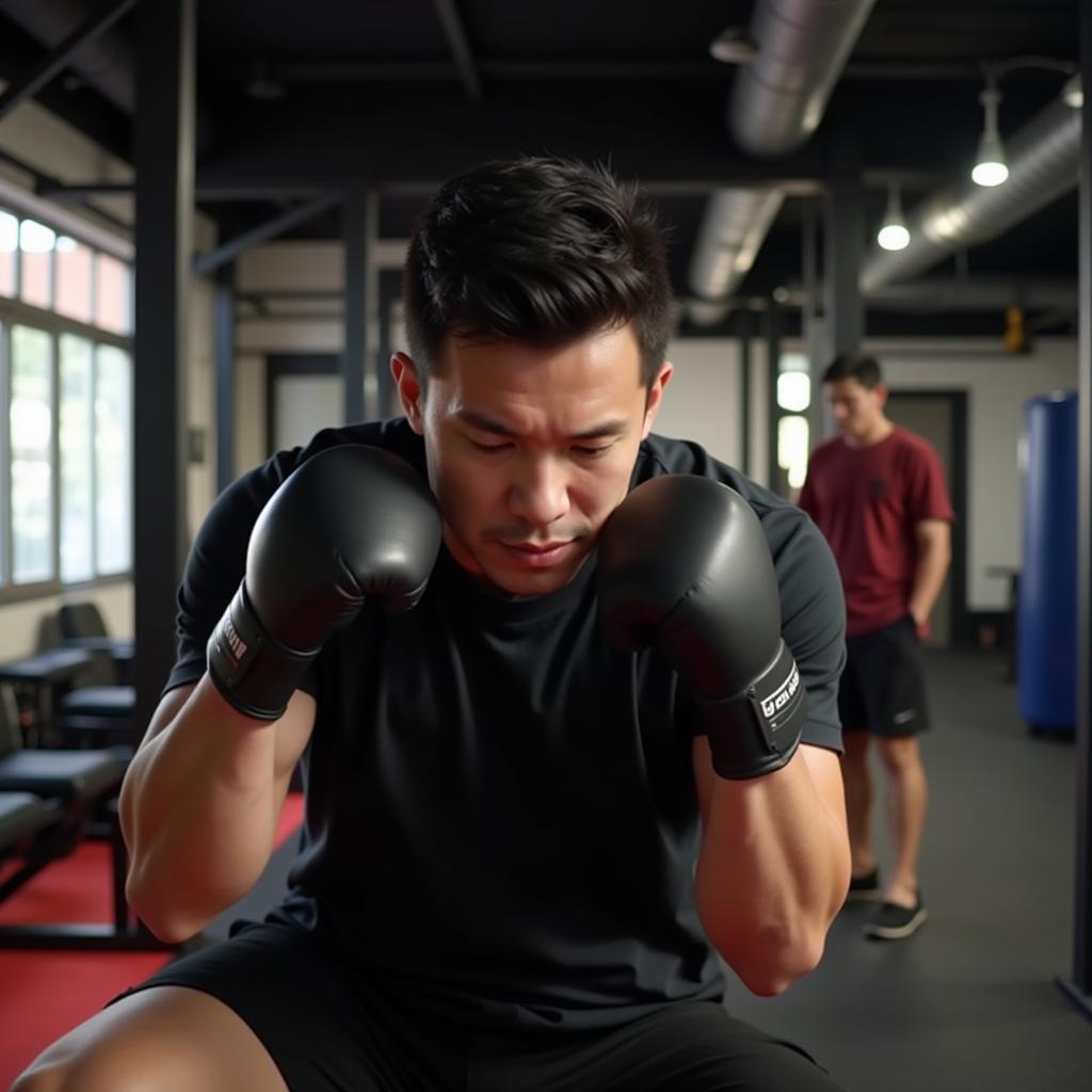 Duy Manh demonstrating his commitment to training