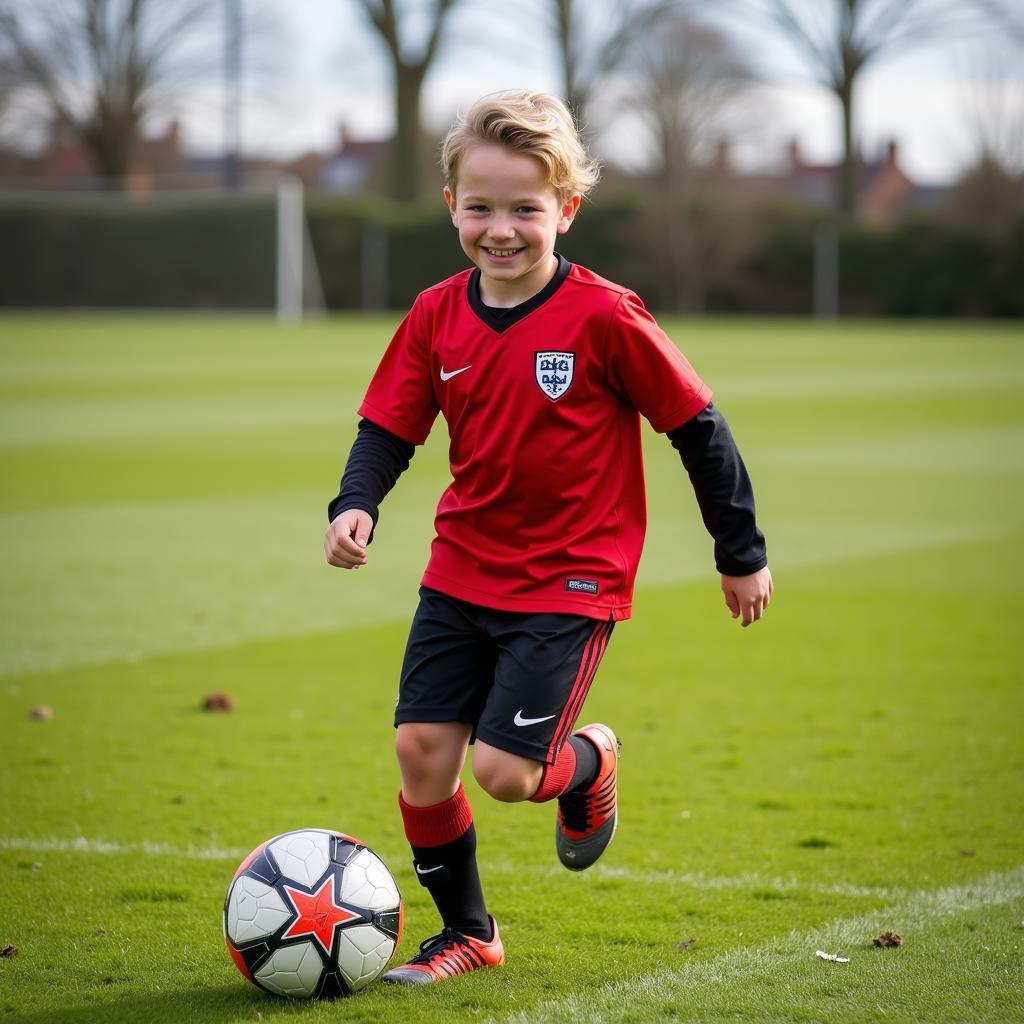 Erling Haaland playing football as a child