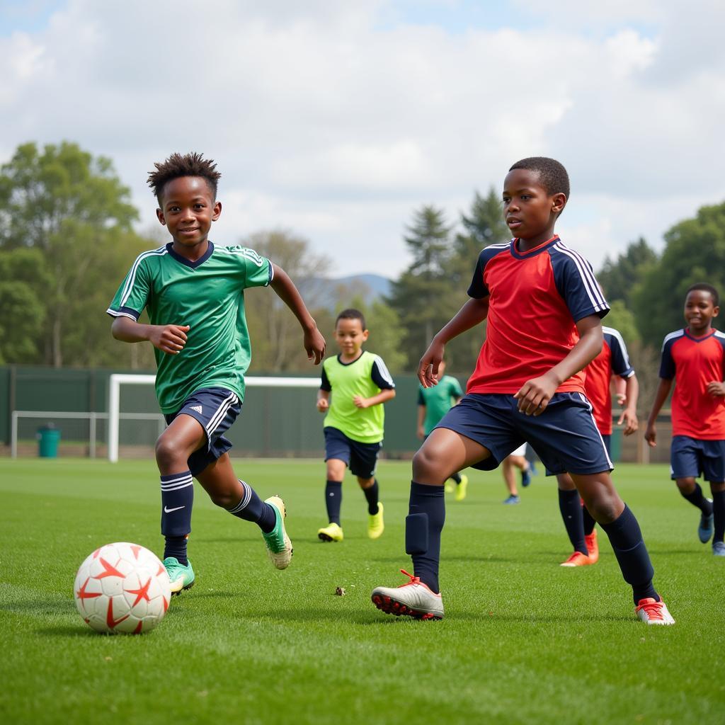 Eboueur Football Academy students training