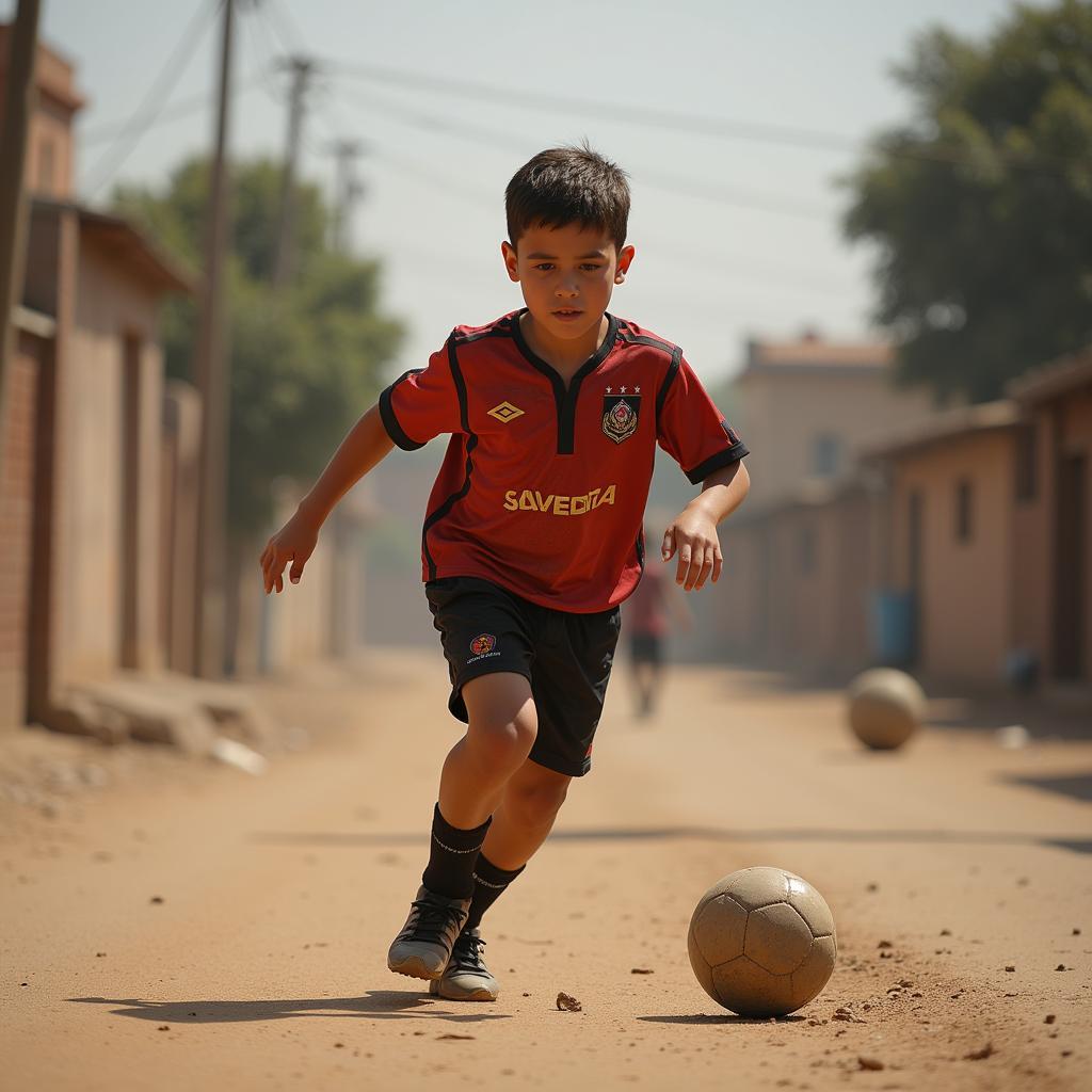 Eboueur playing street football as a child