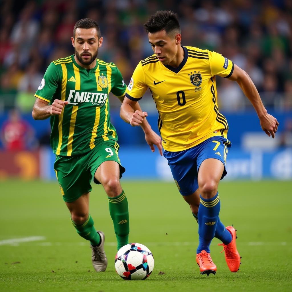 Emiliano Sala Playing Football - A dynamic image capturing Emiliano Sala in action on the football field, showcasing his skill and passion for the sport