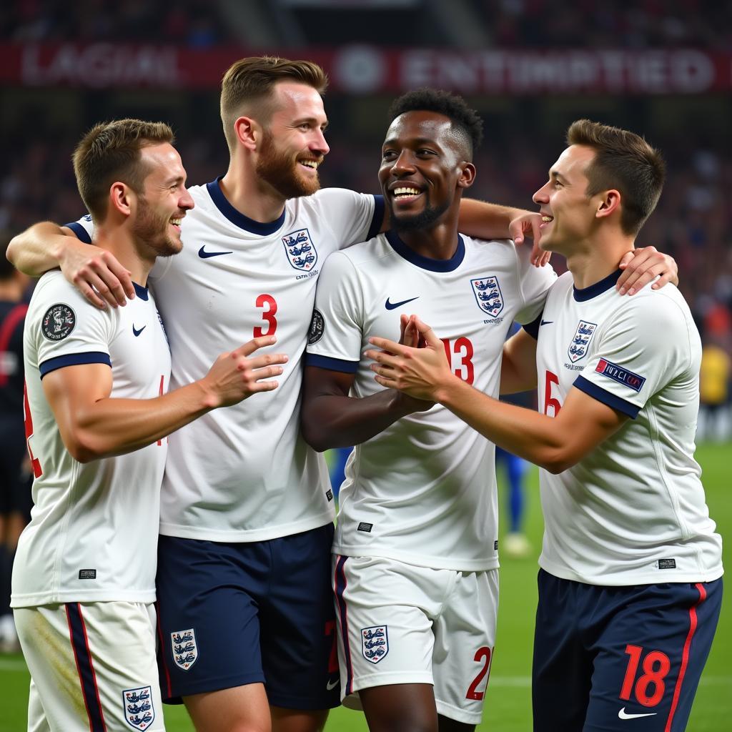 England's future stars celebrating a victory.