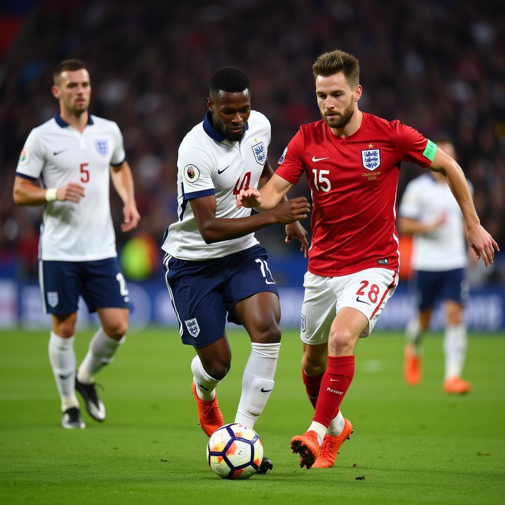 England National Team competing in the UEFA Nations League in 2019