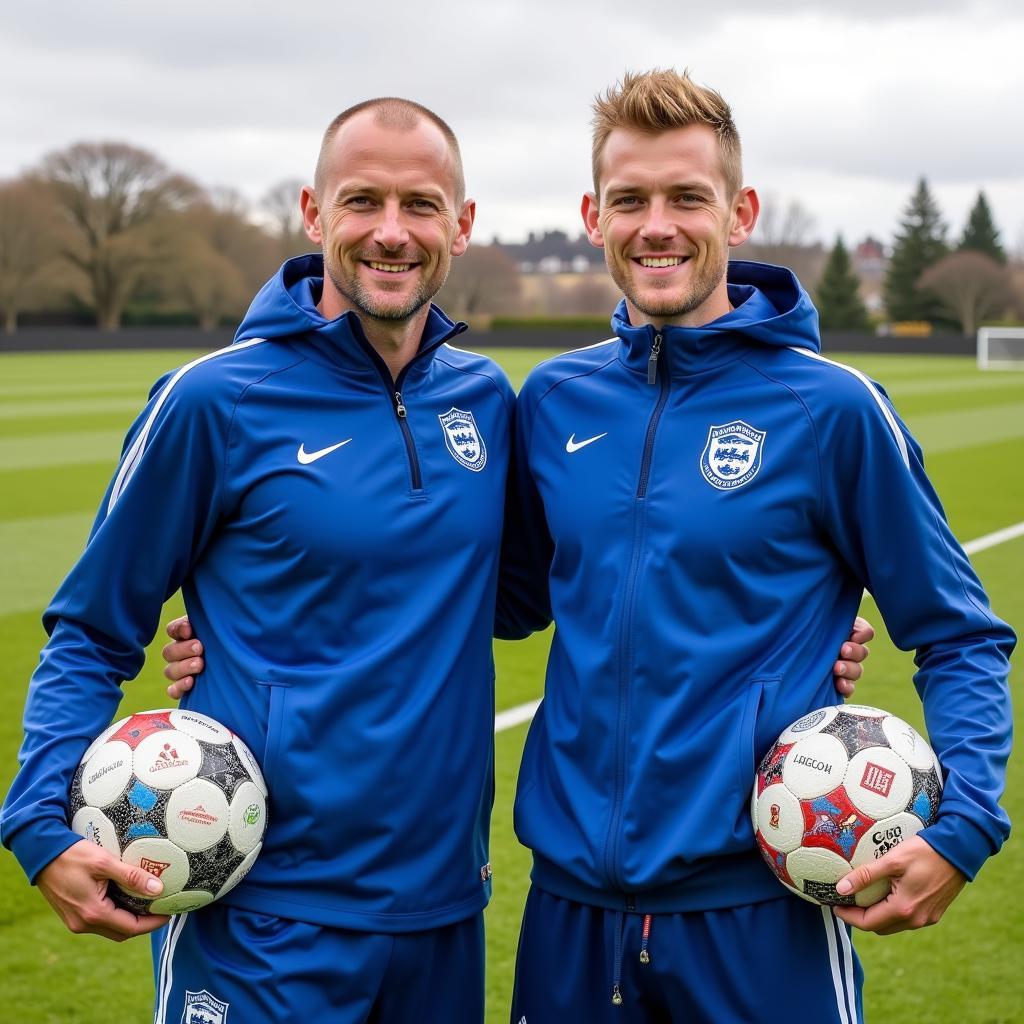 Erling Haaland and Albert Tjaaland in training